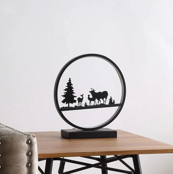 12.75' Deer Family Led Black Table Lamp Default -DTYStore