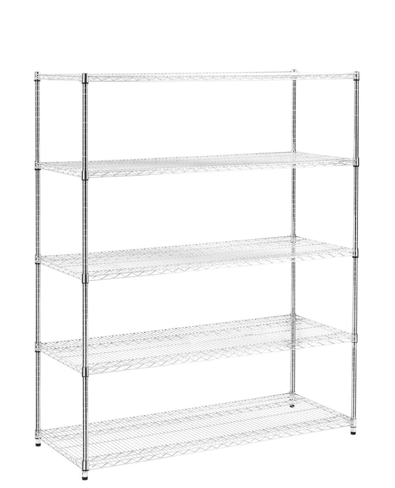 5-Layer Heavy-Duty Adjustable Shelves with Wheels and Adjustable Feet, 300 lbs Capacity
