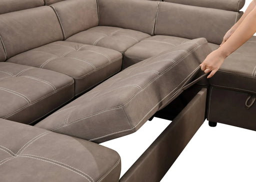 128'Sofa U Shaped Sectional Couch with Ottomans Reversible Modular Sofa 7 Seater Couch with Storage Seat,Living Room Furniture Sofa Sets with Adjustable Headrest, Brown Default -DTYStore