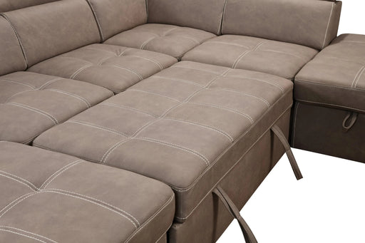 128'Sofa U Shaped Sectional Couch with Ottomans Reversible Modular Sofa 7 Seater Couch with Storage Seat,Living Room Furniture Sofa Sets with Adjustable Headrest, Brown Default -DTYStore