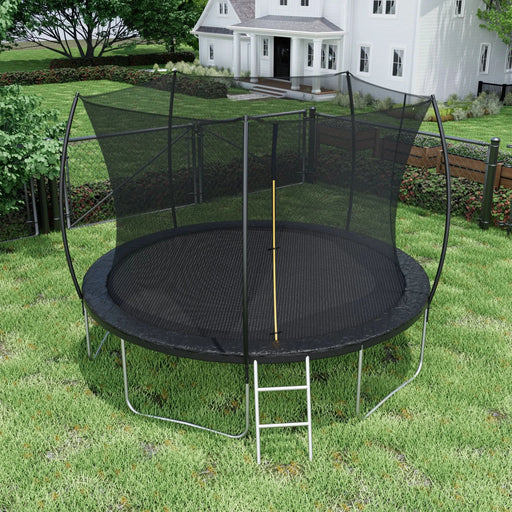 12FT Trampoline (Double-side color pad) ,  Trampoline for Kids and Adults with Enclosure Net and Ladder,Curved fence pole - DTY Store
