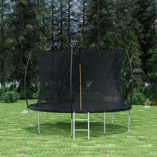 12FT Trampoline (Double-side color pad) ,  Trampoline for Kids and Adults with Enclosure Net and Ladder,Curved fence pole - DTY Store