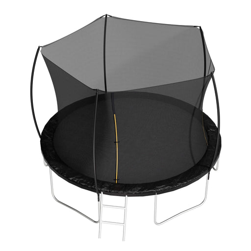 12FT Trampoline (Double-side color pad) , Trampoline for Kids and Adults with Enclosure Net and Ladder,Curved fence pole Default -DTYStore