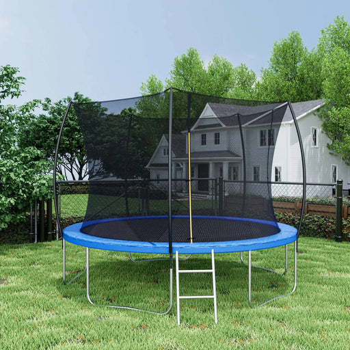 12FT Trampoline (Double-side color pad) , Trampoline for Kids and Adults with Enclosure Net and Ladder,Curved fence pole Default -DTYStore
