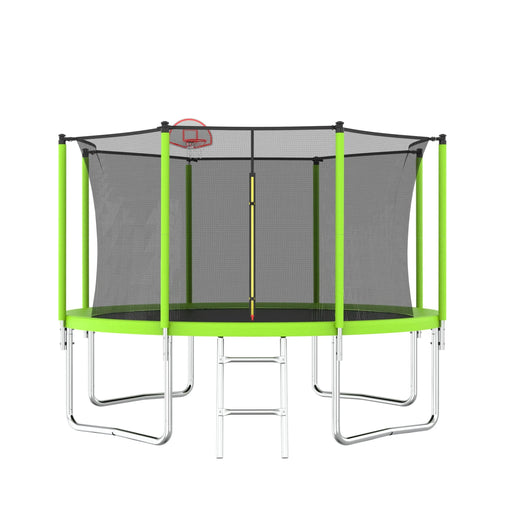 12FT Trampoline Green for Kids & Adults with Basketball Hoop and Ball ,Recreational Trampolines with Safety Enclosure for Back Yard Outdoor - DTY Store