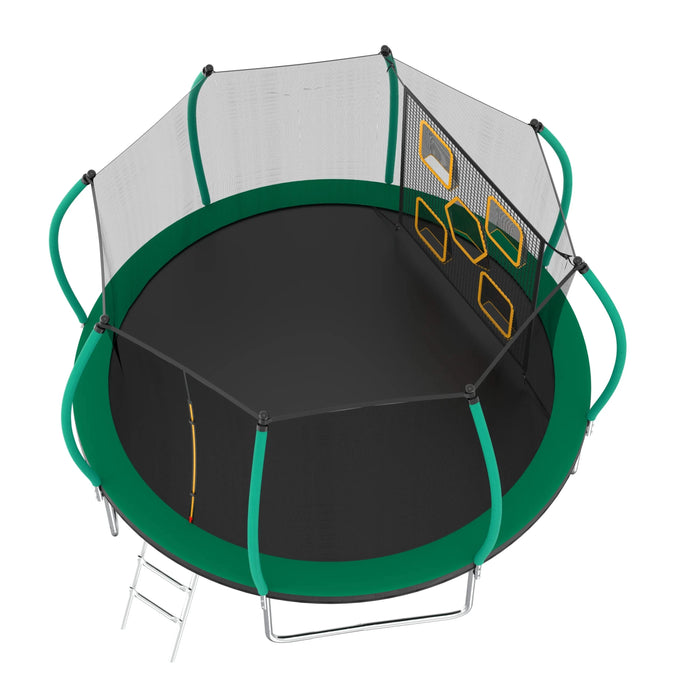 12FT Trampoline, Outdoor Trampolines for Kids and Adults, Recreational Trampoline with Enclosure Net & Ladder, Round Trampoline ASTM Approved Default -DTYStore