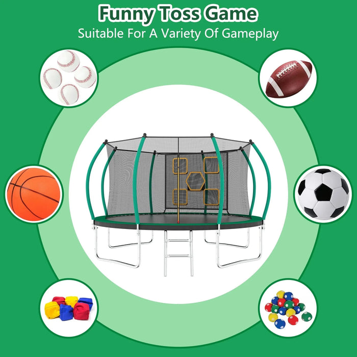 12FT Trampoline, Outdoor Trampolines for Kids and Adults, Recreational Trampoline with Enclosure Net & Ladder, Round Trampoline ASTM Approved Default -DTYStore
