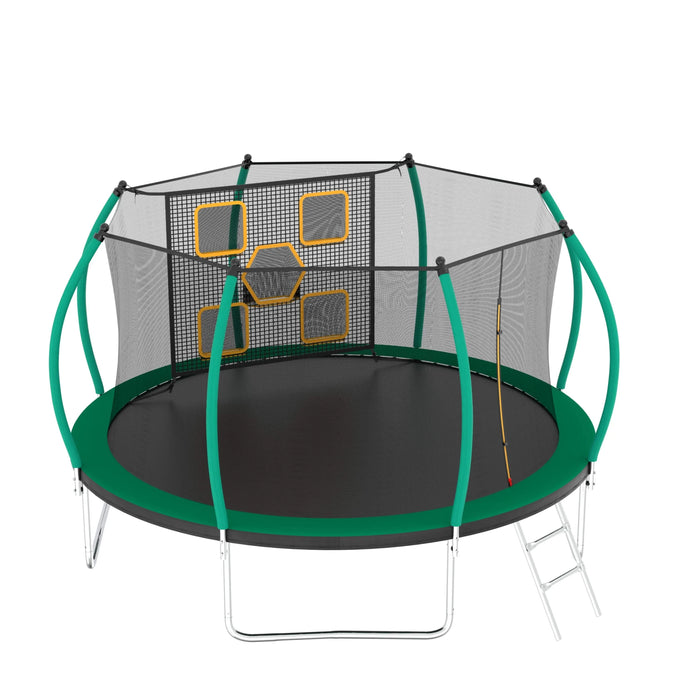 12FT Trampoline, Outdoor Trampolines for Kids and Adults, Recreational Trampoline with Enclosure Net & Ladder, Round Trampoline ASTM Approved Default -DTYStore