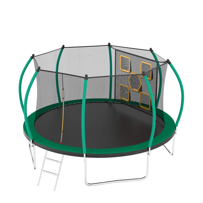 12FT Trampoline, Outdoor Trampolines for Kids and Adults, Recreational Trampoline with Enclosure Net & Ladder, Round Trampoline ASTM Approved Default -DTYStore