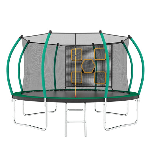 12FT Trampoline, Outdoor Trampolines for Kids and Adults, Recreational Trampoline with Enclosure Net & Ladder, Round Trampoline ASTM Approved Default -DTYStore