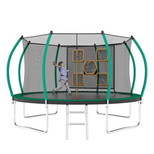 12FT Trampoline, Outdoor Trampolines for Kids and Adults, Recreational Trampoline with Enclosure Net & Ladder, Round Trampoline ASTM Approved Default -DTYStore