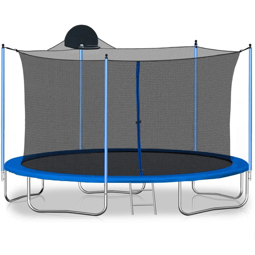 12FT Trampoline for Adults & Kids with Basketball Hoop, Outdoor Trampolines w/Ladder and Safety Enclosure Net for Kids and adults Default -DTYStore