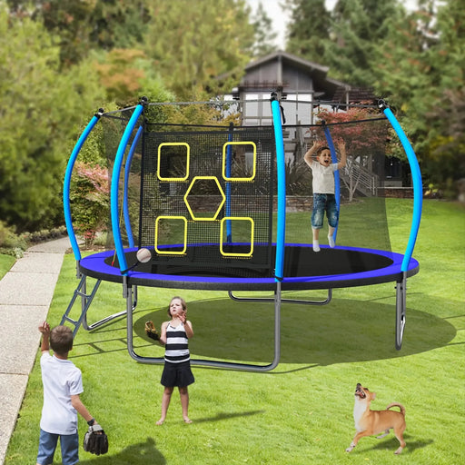 12FT Trampoline with Enclosure - Recreational Trampolines with Ladder, ASTM Approval Outdoor Trampoline for Kids Default -DTYStore