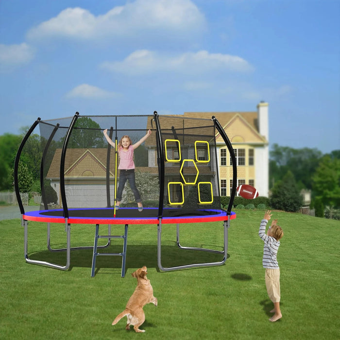 12FT Trampoline with Enclosure - Recreational Trampolines with Ladder, ASTM Approval Outdoor Trampoline for Kids Default -DTYStore