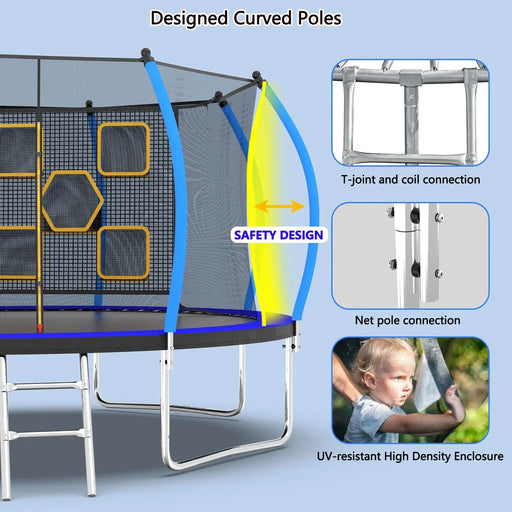 12FT Trampoline with Enclosure - Recreational Trampolines with Ladder, ASTM Approval Outdoor Trampoline for Kids- DTY Store