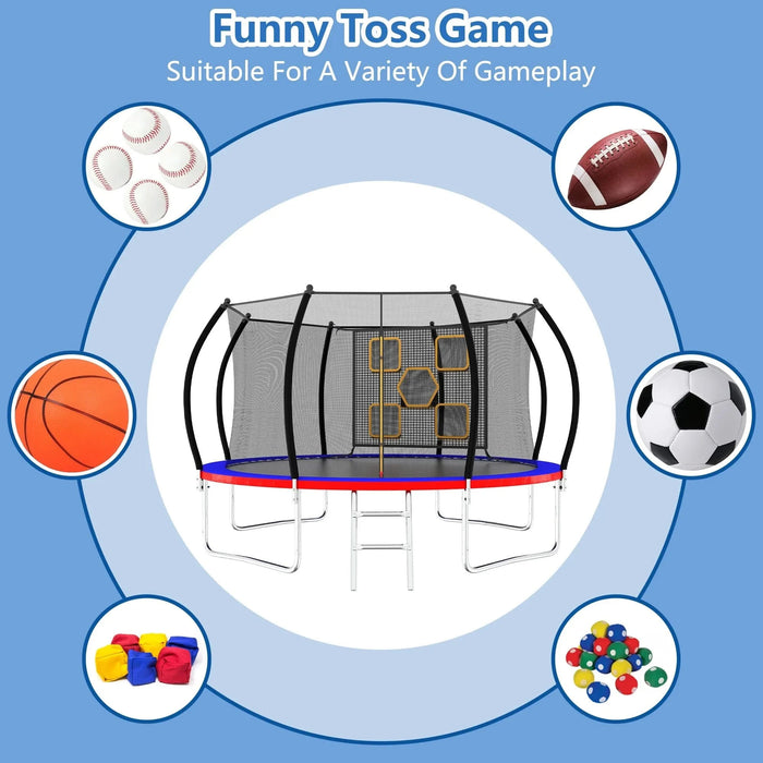 12FT Trampoline with Enclosure - Recreational Trampolines with Ladder, ASTM Approval Outdoor Trampoline for Kids Default -DTYStore