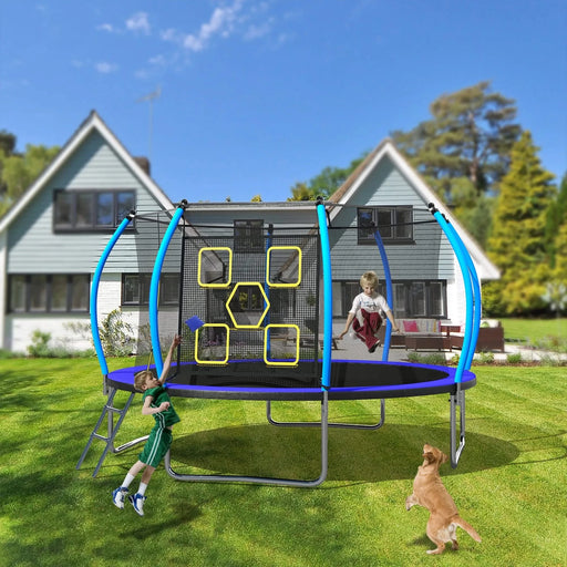 12FT Trampoline with Enclosure - Recreational Trampolines with Ladder, ASTM Approval Outdoor Trampoline for Kids Default -DTYStore
