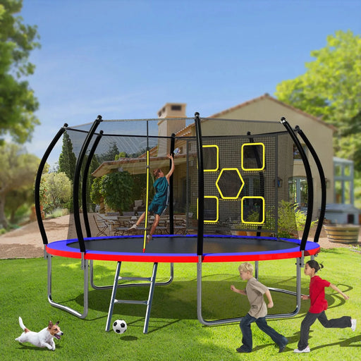 12FT Trampoline with Enclosure - Recreational Trampolines with Ladder, ASTM Approval Outdoor Trampoline for Kids - DTY Store