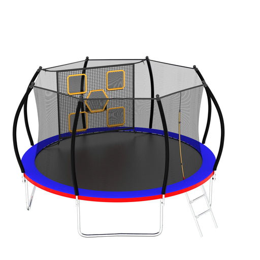 12FT Trampoline with Enclosure - Recreational Trampolines with Ladder, ASTM Approval Outdoor Trampoline for Kids Default -DTYStore