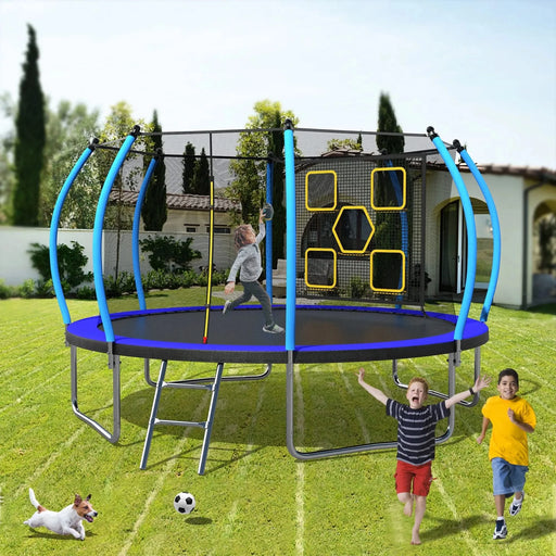 12FT Trampoline with Enclosure - Recreational Trampolines with Ladder, ASTM Approval Outdoor Trampoline for Kids Default -DTYStore
