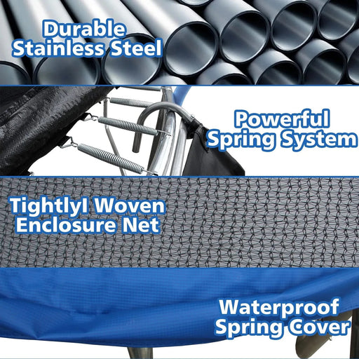 12FT Trampoline with Enclosure - Recreational Trampolines with Ladder and Anti Rust Coating, Pumpkin-shaped Trampoline with Slide and Basket Board, ASTM Approval Outdoor Trampoline for Kids Default -DTYStore