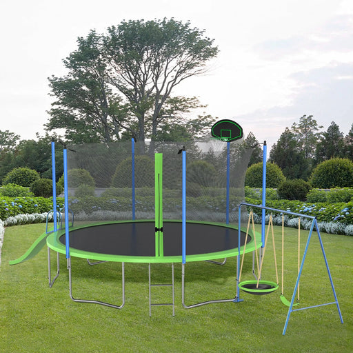 12FT Trampoline with Slide and Swings, ASTM Approved Large Recreational Trampoline with Basketball Hoop and Ladder,Outdoor Backyard Trampoline with Net, Capacity for Kids and Adults- DTY Store