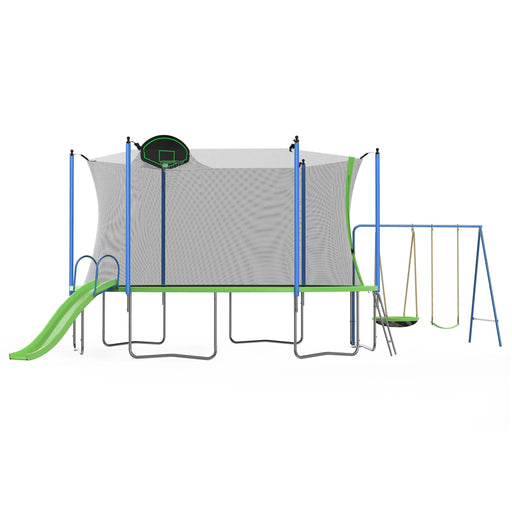 12FT Trampoline with Slide and Swings, ASTM Approved Large Recreational Trampoline with Basketball Hoop and Ladder,Outdoor Backyard Trampoline with Net, Capacity for Kids and Adults- DTY Store
