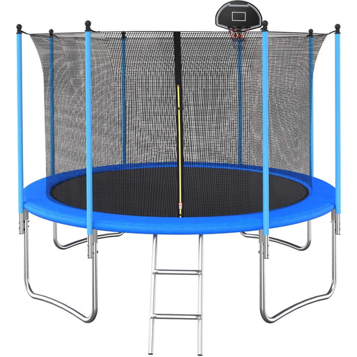 12 FT TRAMPOLINE INSIDE SAFETY NET WITH BASKETBALL HOOP Default -DTYStore
