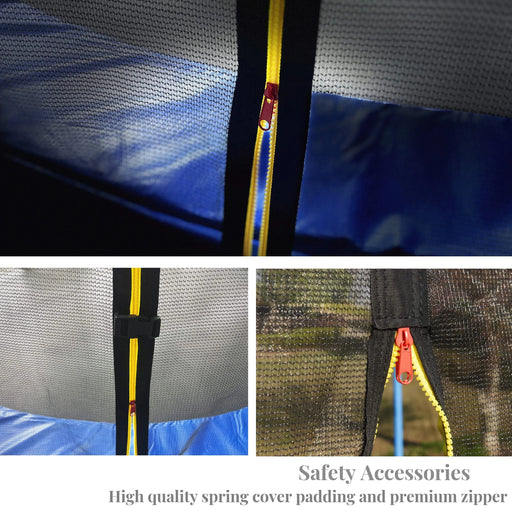 12 FT TRAMPOLINE OUTSIDE SAFETY NET WITH BASKETBALL HOOP Default -DTYStore