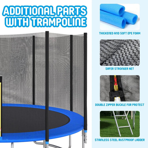 12 FT TRAMPOLINE OUTSIDE SAFETY NET WITH BASKETBALL HOOP - DTY Store