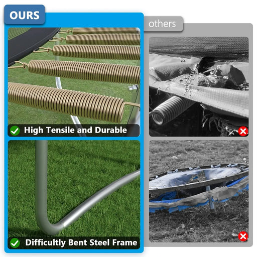 12 FT TRAMPOLINE OUTSIDE SAFETY NET WITH BASKETBALL HOOP Default -DTYStore