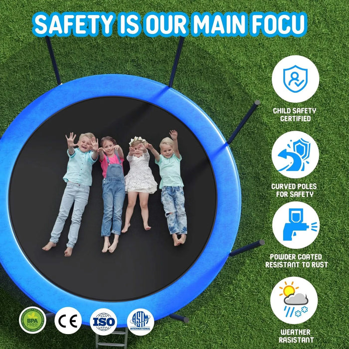 12 FT TRAMPOLINE OUTSIDE SAFETY NET WITH BASKETBALL HOOP Default -DTYStore