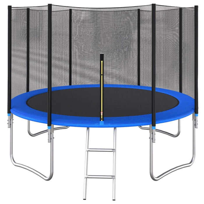 12 FT TRAMPOLINE OUTSIDE SAFETY NET WITH BASKETBALL HOOP Default -DTYStore