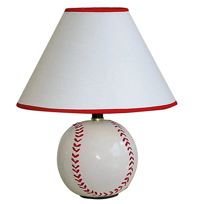 12' Tall Ceramic Table Lamp, Baseball Shaped, Linen Shade Default -DTYStore