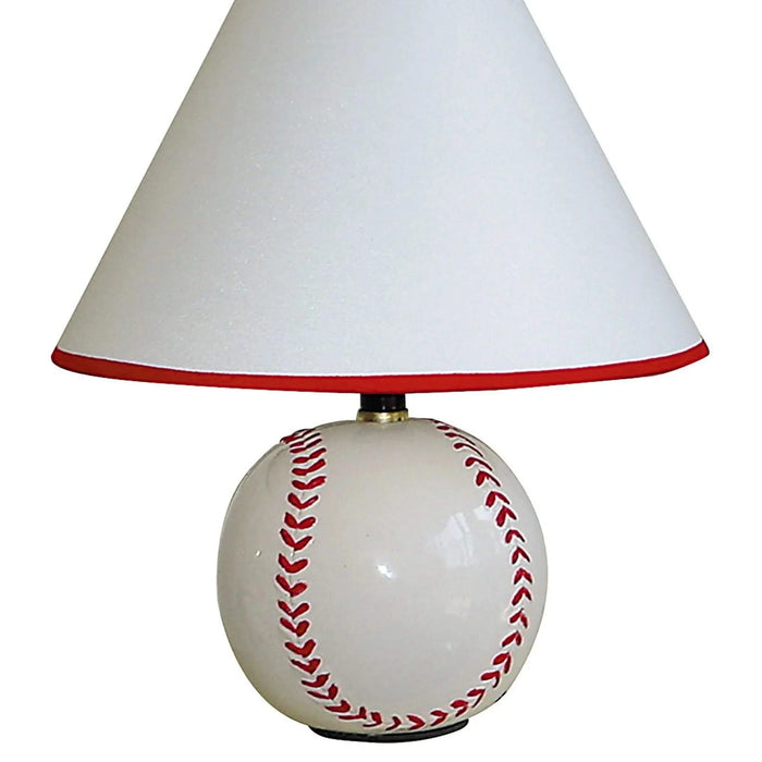 12' Tall Ceramic Table Lamp, Baseball Shaped, Linen Shade Default -DTYStore