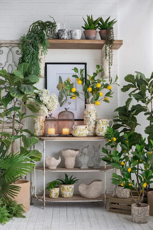 12x12x31.5'H Artificial PEVA Lemon Tree with Lifelike Greenery and Black Plastic Pot Default -DTYStore