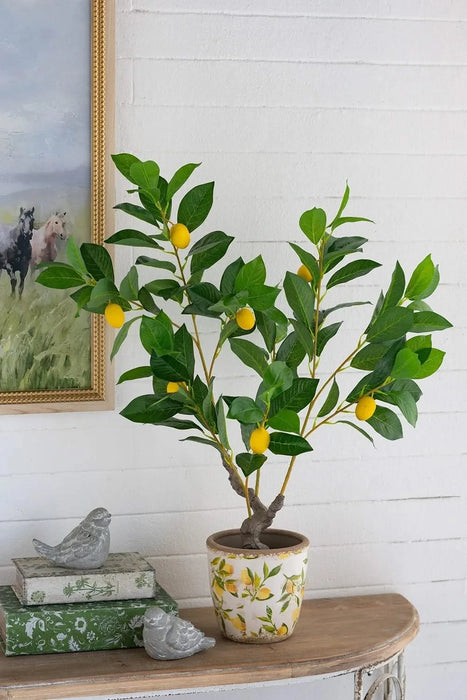 12x12x31.5'H Artificial PEVA Lemon Tree with Lifelike Greenery and Black Plastic Pot Default -DTYStore