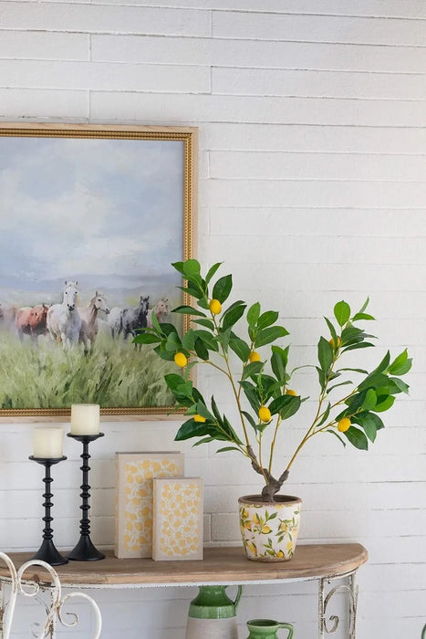12x12x31.5'H Artificial PEVA Lemon Tree with Lifelike Greenery and Black Plastic Pot Default -DTYStore