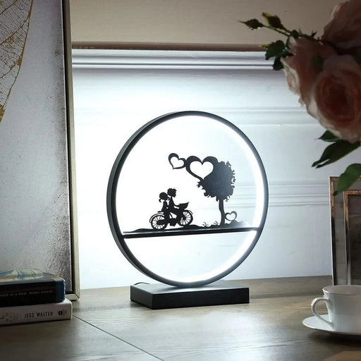 13-Inch Girl and Boy on Bicycle LED Accent Table Lamp Default -DTYStore