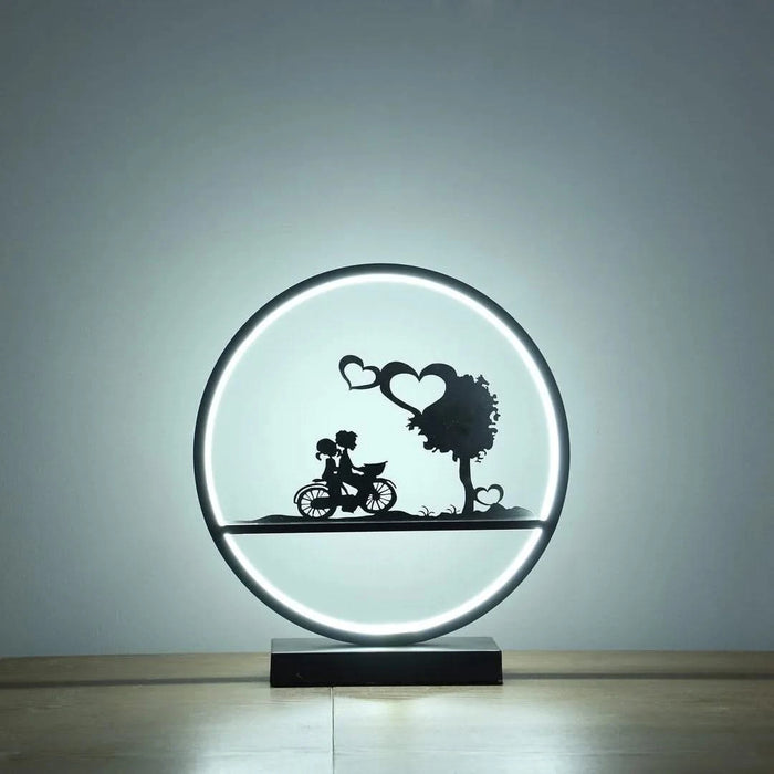 13-Inch Girl and Boy on Bicycle LED Accent Table Lamp Default -DTYStore