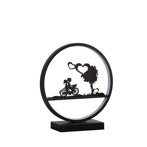 13-Inch Girl and Boy on Bicycle LED Accent Table Lamp Default -DTYStore