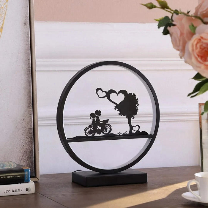 13-Inch Girl and Boy on Bicycle LED Accent Table Lamp Default -DTYStore