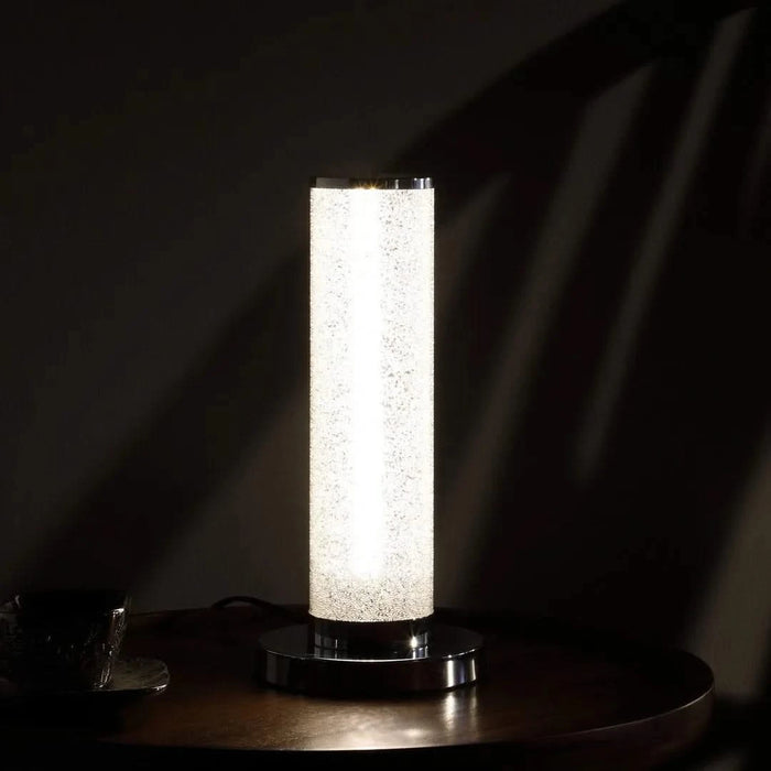 13-Inch LED Illuminari White Crystal Sand Rocks Column Table Lamp Default -DTYStore