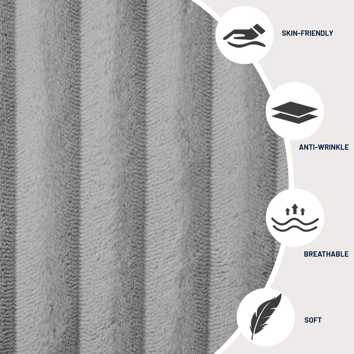 130-Inch Modular U-Shaped Sectional Sofa – 4-Seater Chaise Lounge with Reversible Design, Gray Striped Corduroy Polyester Fabric Default -DTYStore