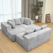 130-Inch Modular U-Shaped Sectional Sofa – 4-Seater Chaise Lounge with Reversible Design, Gray Striped Corduroy Polyester Fabric Default -DTYStore