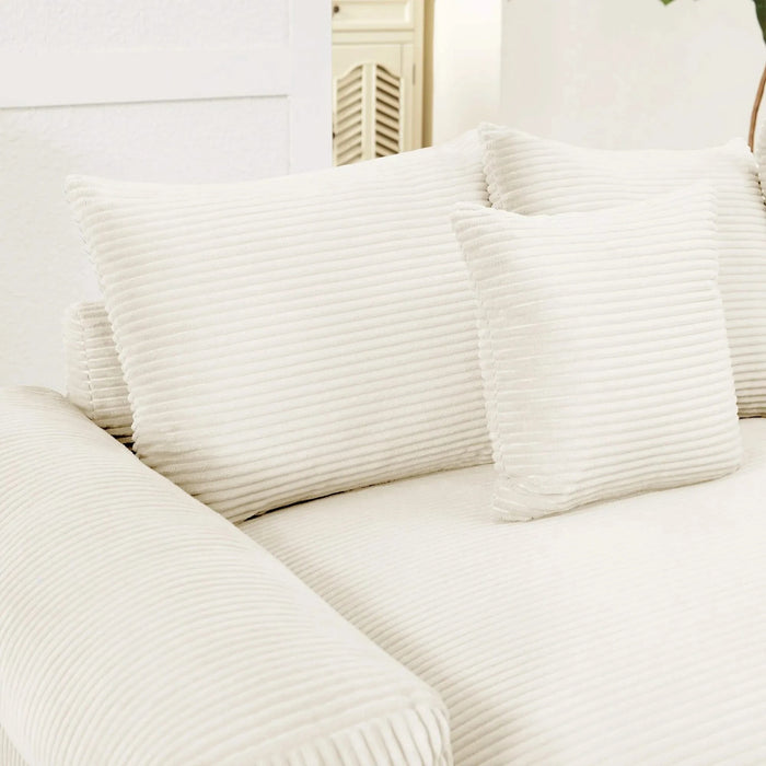 130' Oversized Cloud Modular Sectional Couch, Premium Corduroy Fabric,3-Seater Deep Seat Wide Armrests, With Chaise,Ergonomic Design,Easy Assembly For Lounges Living Room,Cream Default -DTYStore