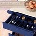 Store Kitchen Cart with Rubber Wood Countertop , Kitchen Island has 8 Handle-Free Drawers Including a Flatware Organizer and 5 Wheels for Kitchen Dinning Room, Dark Blue - DTYStore