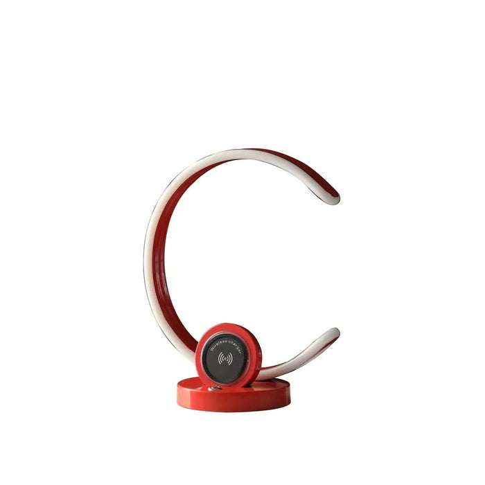 13.25' In Modern C Shape Led W/ Usb/Wireless Charger Port And Touch Dimmer Bright Red Table Lamp Default -DTYStore