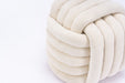 060-Chenille Fabric Modern Knot Design Ottoman Makeup Stool Footstool, Comfortable and Stylish Seat for Living Room, Bedroom ,Beige