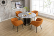 040-Boucle Fabric Dining Chair With Black Metal Legs Set Of 2,Ginger - DTYStore